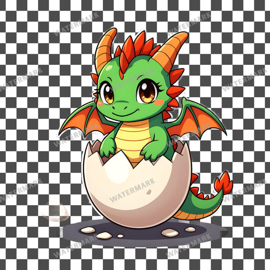 Chibi Dragon Hatching Clipart Pngs