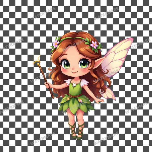 Chibi Fairy clipart PNG on a transparent background, design 1