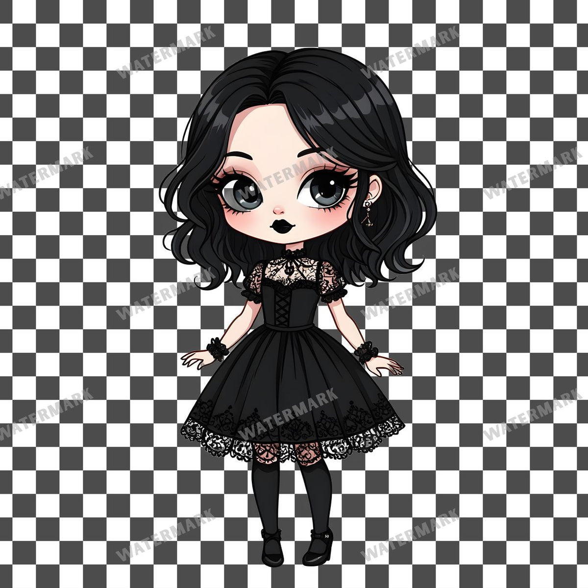 Chibi Goth Girl Clipart Pngs