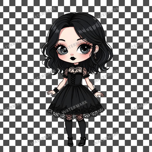 Chibi Goth Girl Clipart Pngs