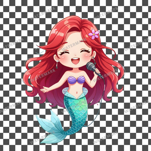 Chibi Mermaid Singing Clipart Pngs