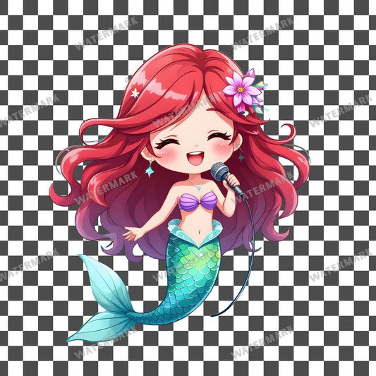 Chibi Mermaid Singing Clipart Pngs