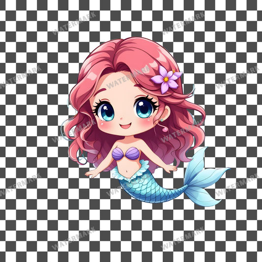 Chibi Mermaid Swimming Clipart Pngs