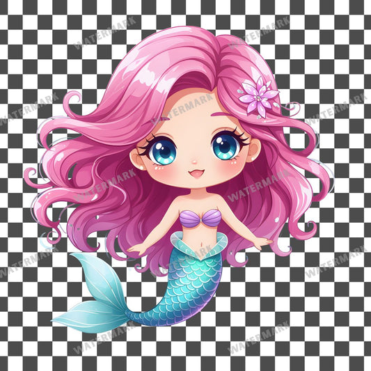 Chibi Mermaidflowing Clipart Pngs