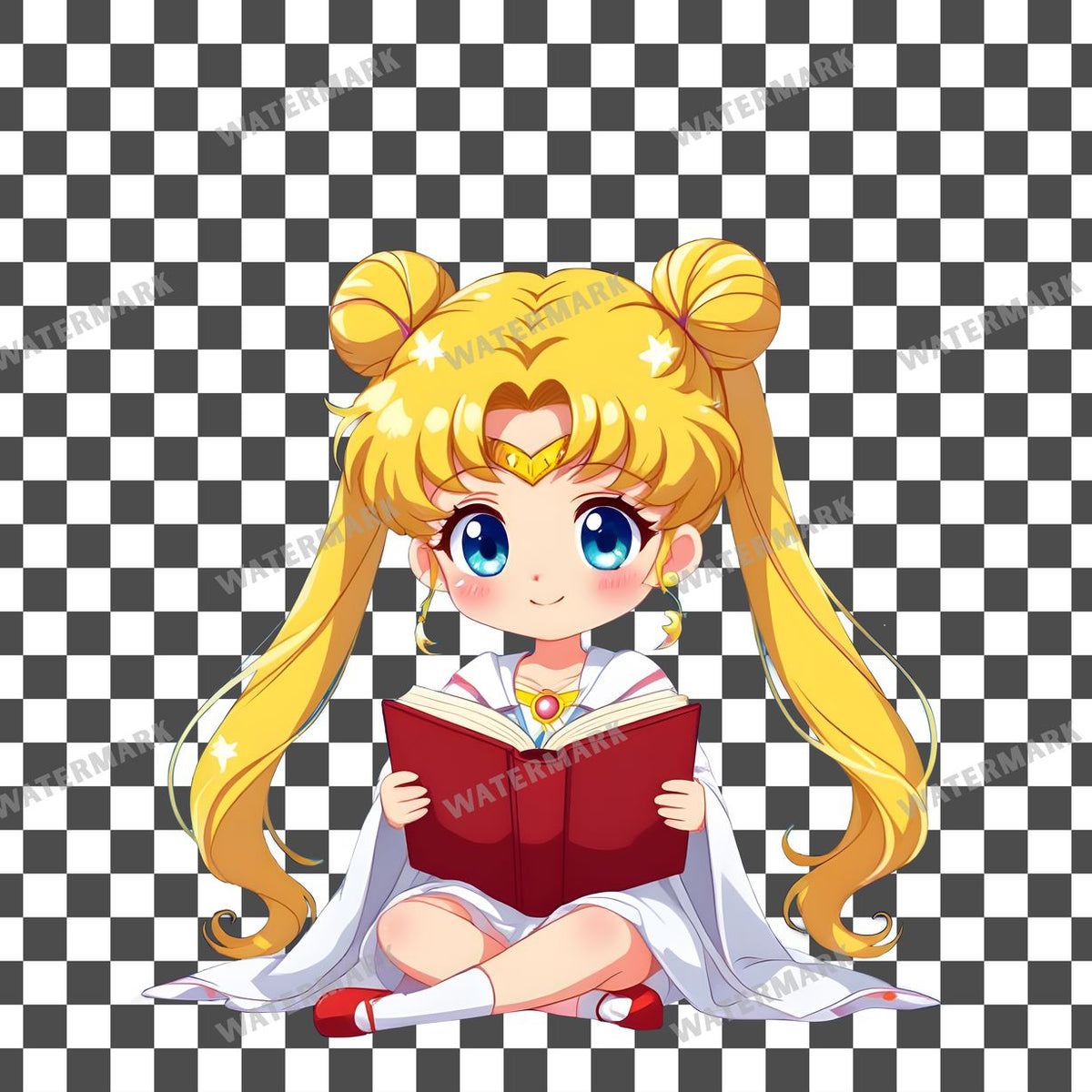 Chibi Moon Reading Clipart Pngs