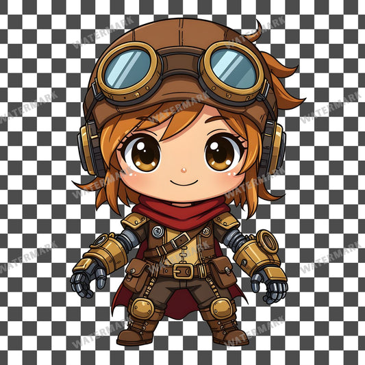 Chibi Steampunk Adventurer Clipart Pngs