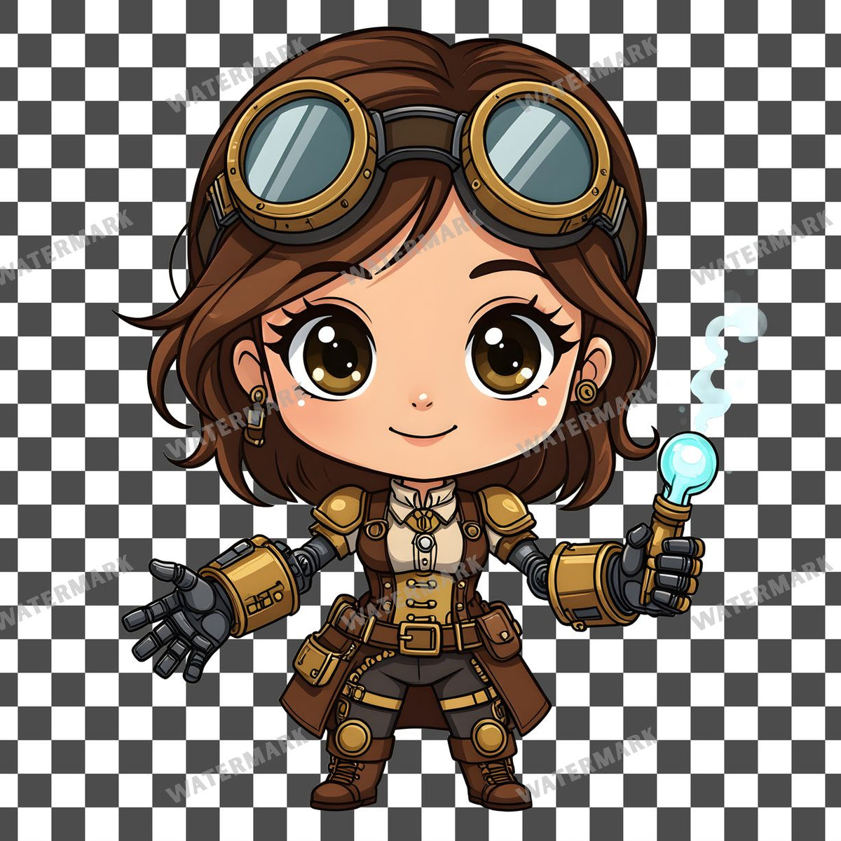 Chibi Steampunk Womanventor Clipart Pngs