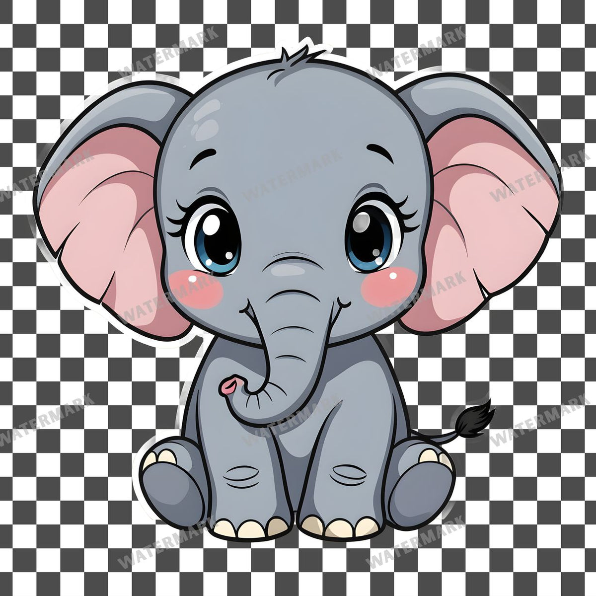 Chibi Style Elephant Clipart Pngs