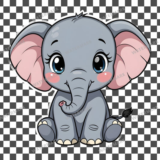 Chibi Style Elephant Clipart Pngs