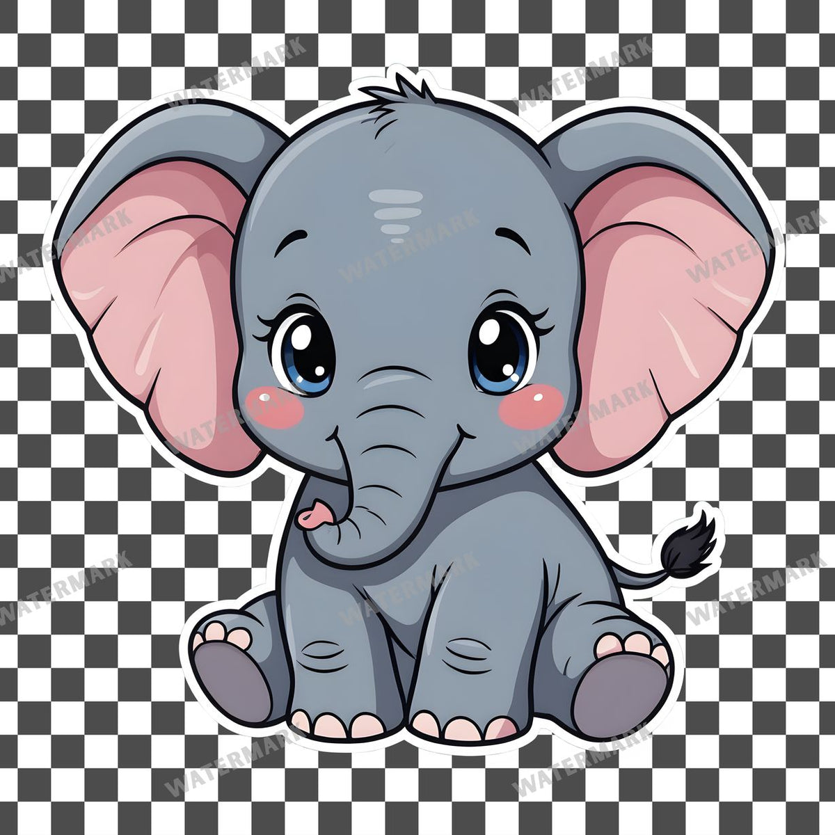 Chibi Style Elephant Clipart Pngs