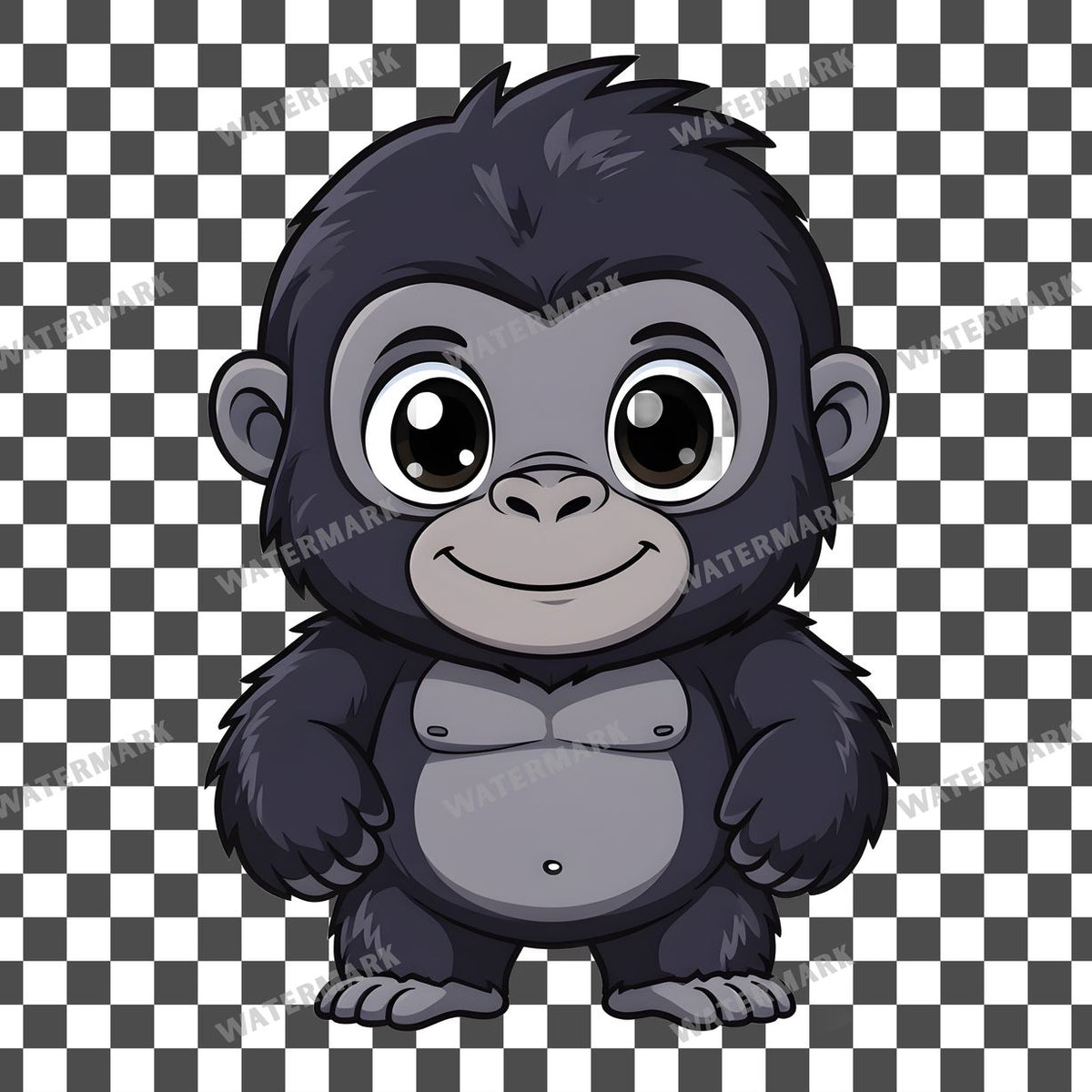 Chibi Style Gorilla Clipart Pngs