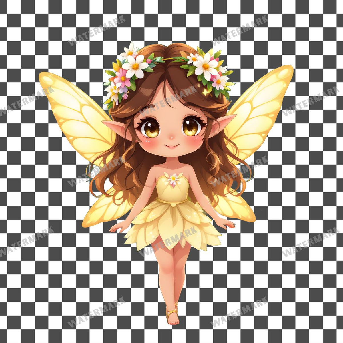 Chibi Summer Fairy clipart PNG on a transparent background, design 1