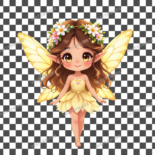 Chibi Summer Fairy clipart PNG on a transparent background, design 1