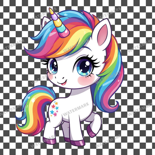 Chibi Unicorn Rainbow Clipart Pngs