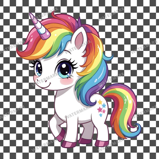 Chibi Unicorn Rainbow Clipart Pngs