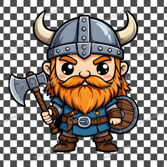 Chibi Viking clipart PNG on a transparent background, design 1