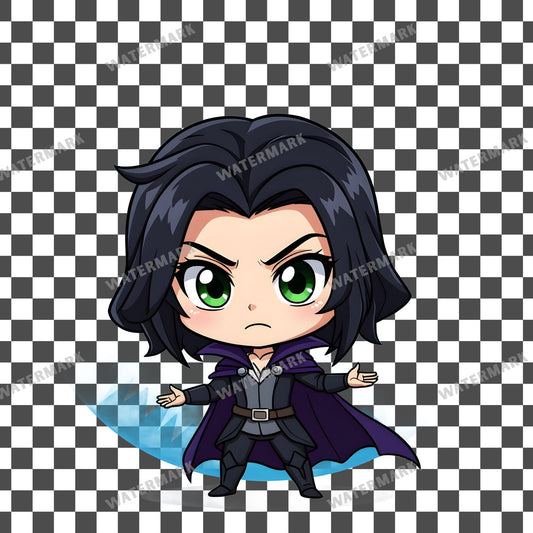Chibi Villain Plotting clipart PNG on a transparent background, design 1