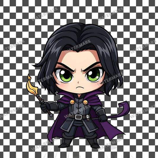 Chibi Villain Plotting clipart PNG on a transparent background, design 1