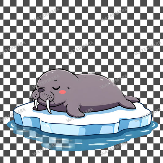 Chibi Walrus Resting clipart PNG on a transparent background, design 1