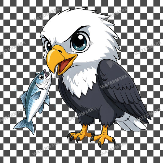 Chibi White Bellied Sea Eagle clipart PNG on a transparent background, design 1