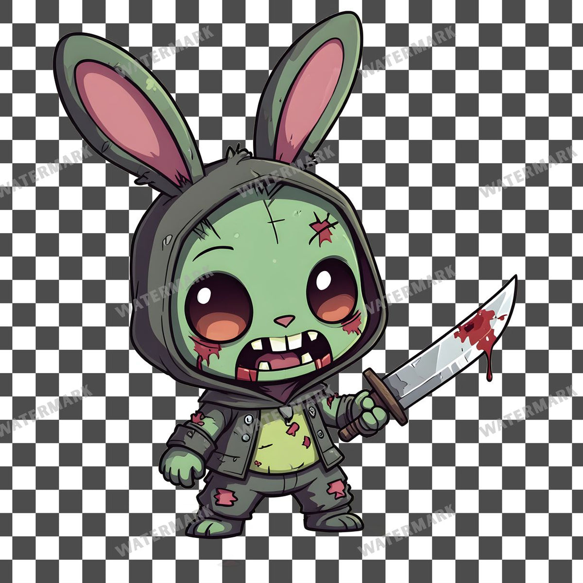 Chibi Zombie Bunny Clipart Pngs