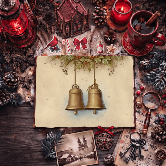 Christmas Bells Vintage Digital Papers