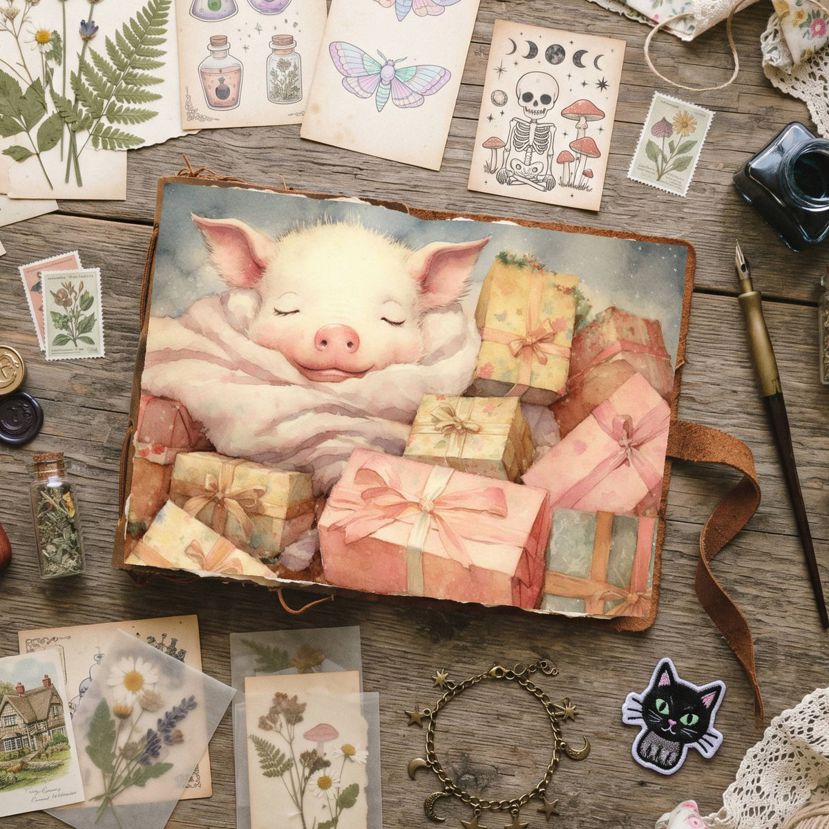 Christmas Piglets Digital Papers