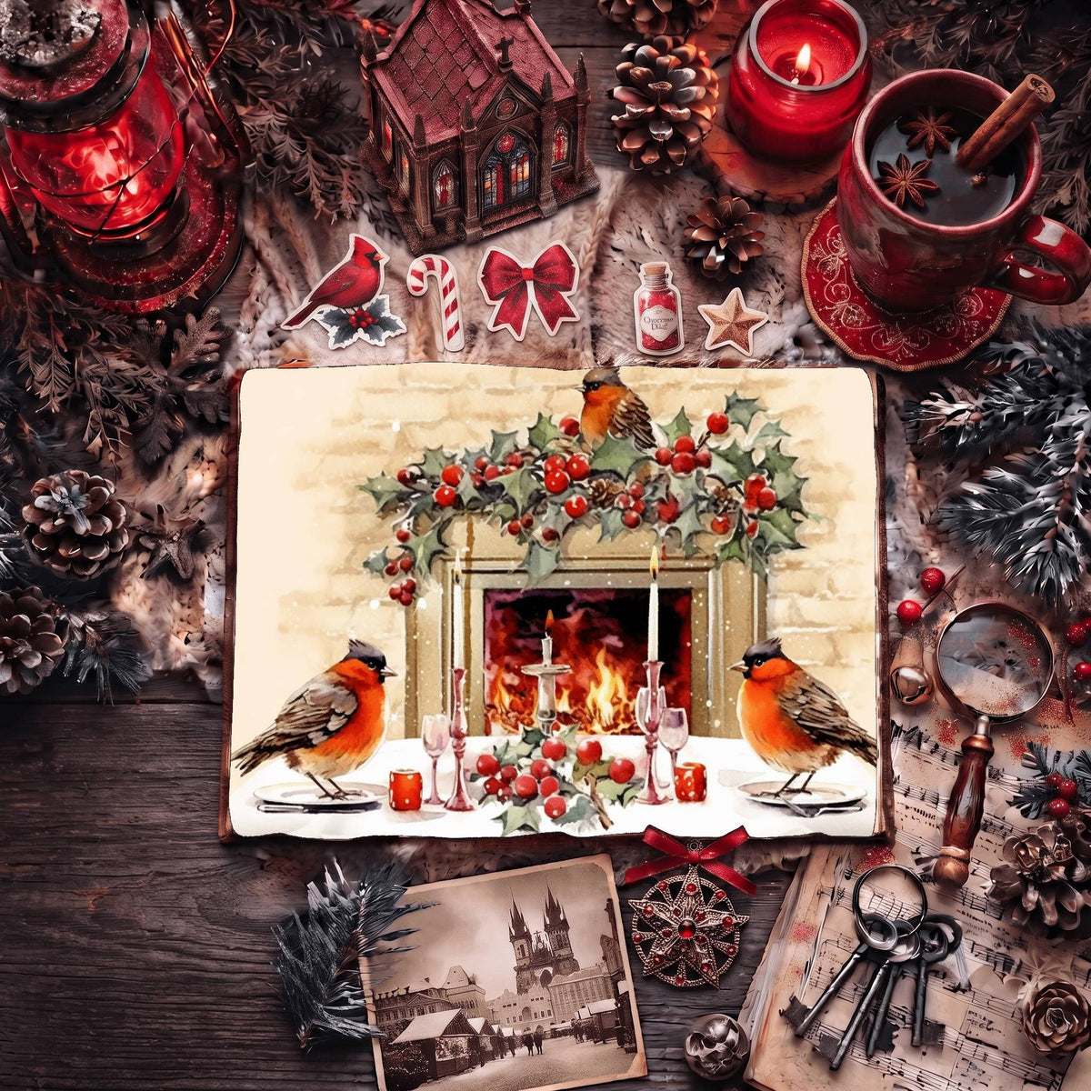 Christmas Robins Digital Papers