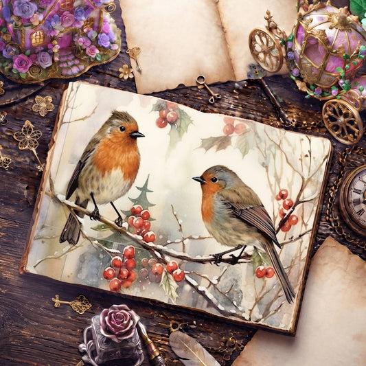 Christmas Robins Digital Papers