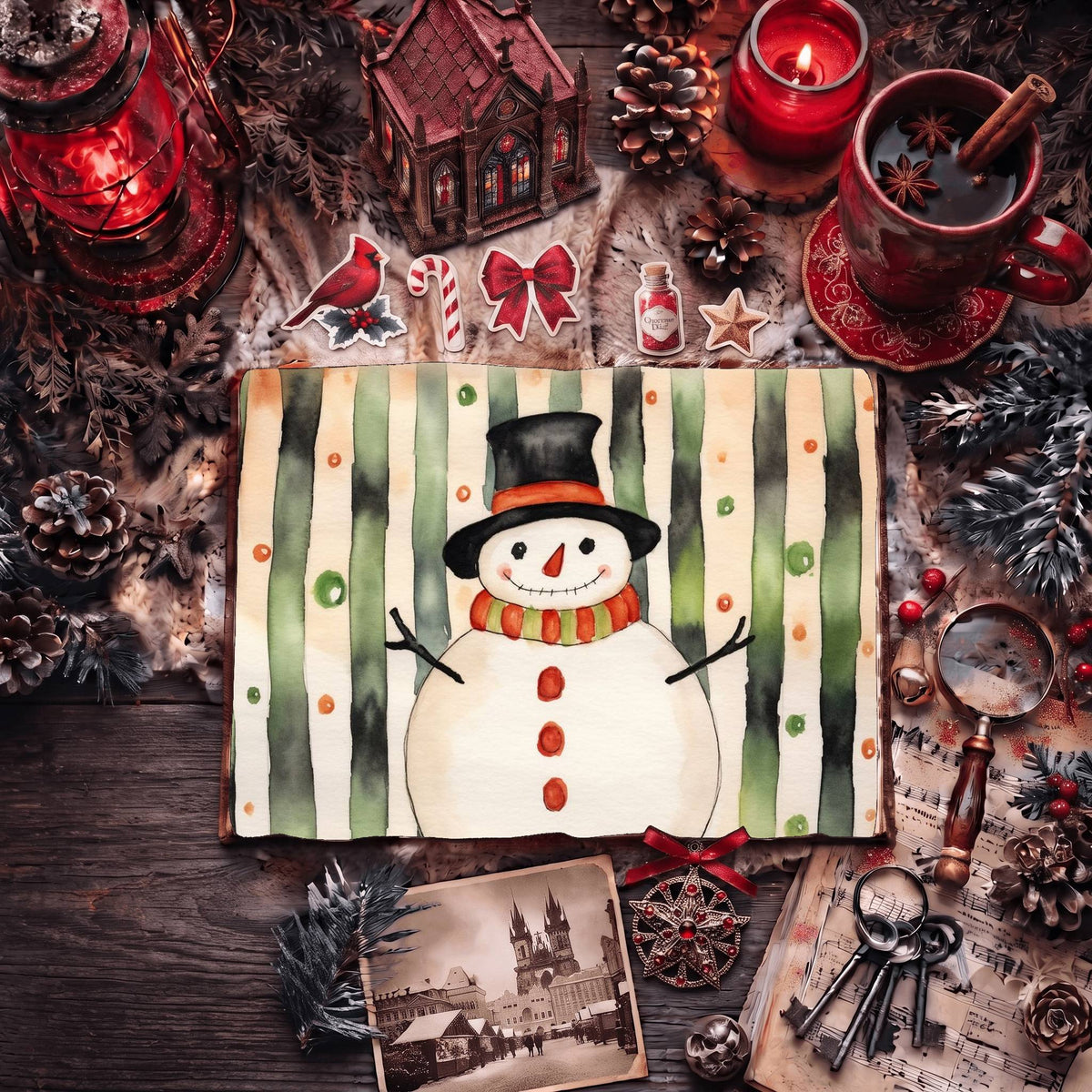 Christmas Snowman Digital Papers