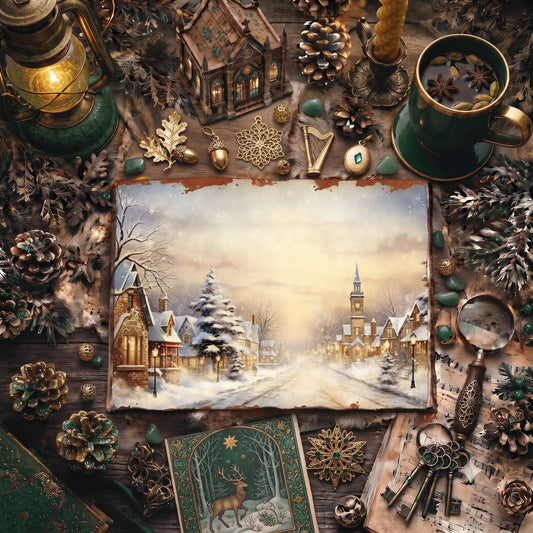 Christmas Snowy Town Digital Papers