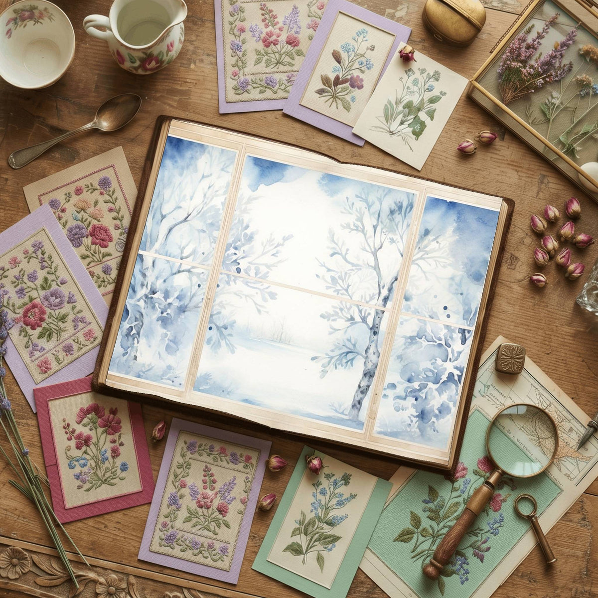Christmas Snowy Window Digital Papers