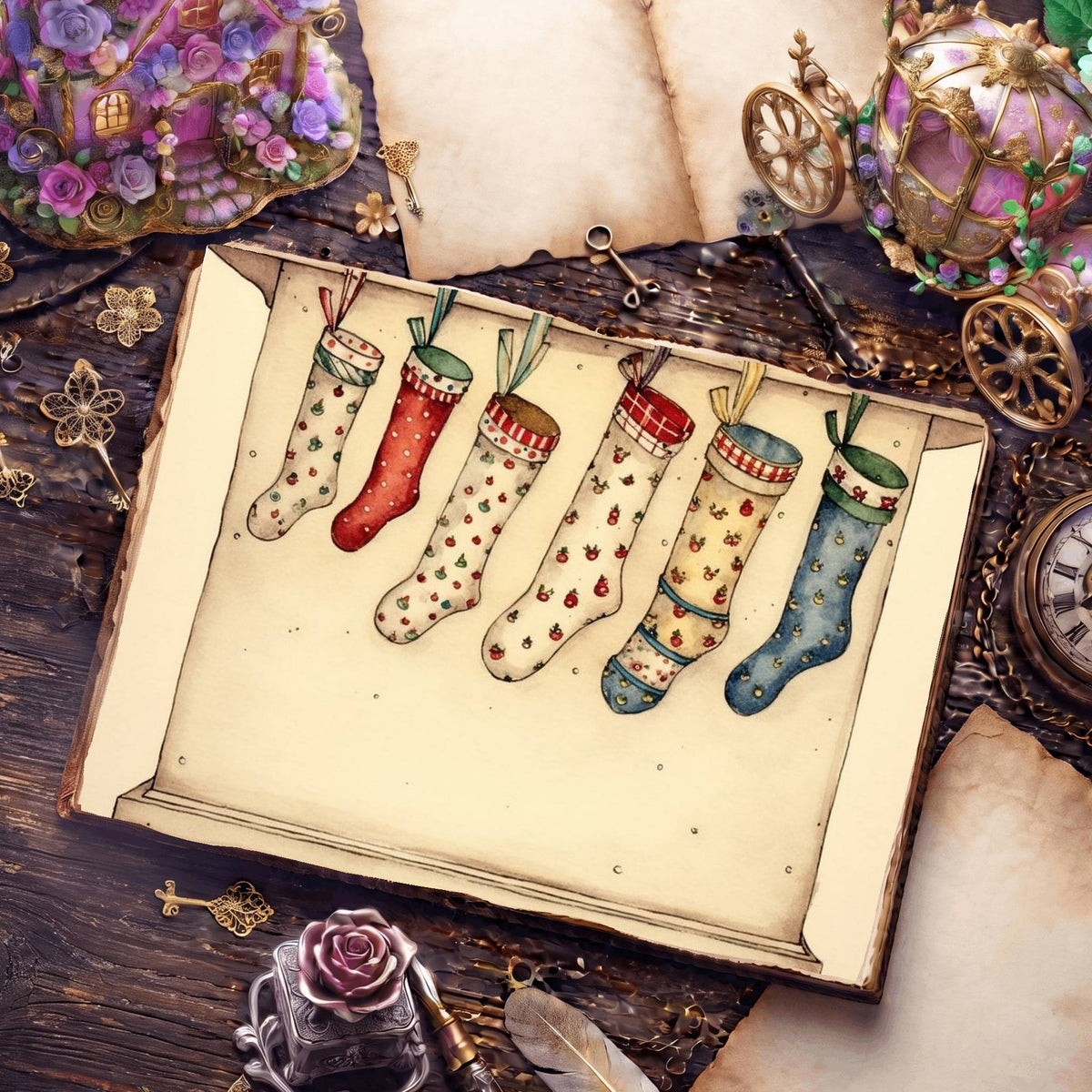 Christmas Stockings Digital Papers