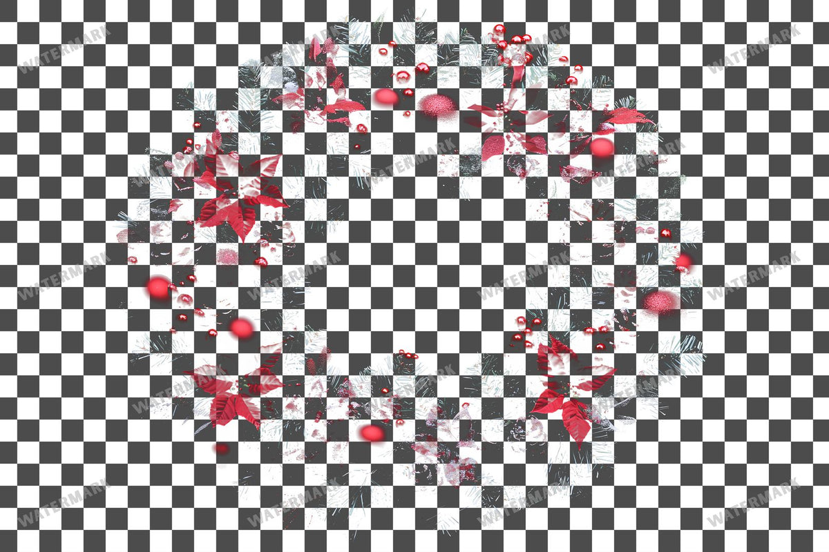 Christmas Wreath PNG overlay on a transparent checkered background, preview 1