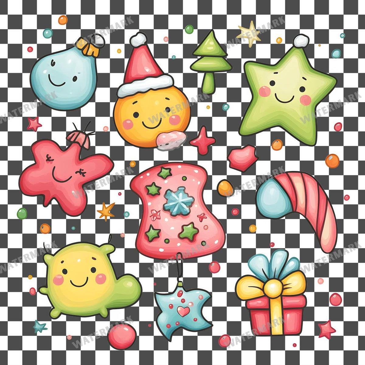 Christmas Kawaii Style Clipart Pngs