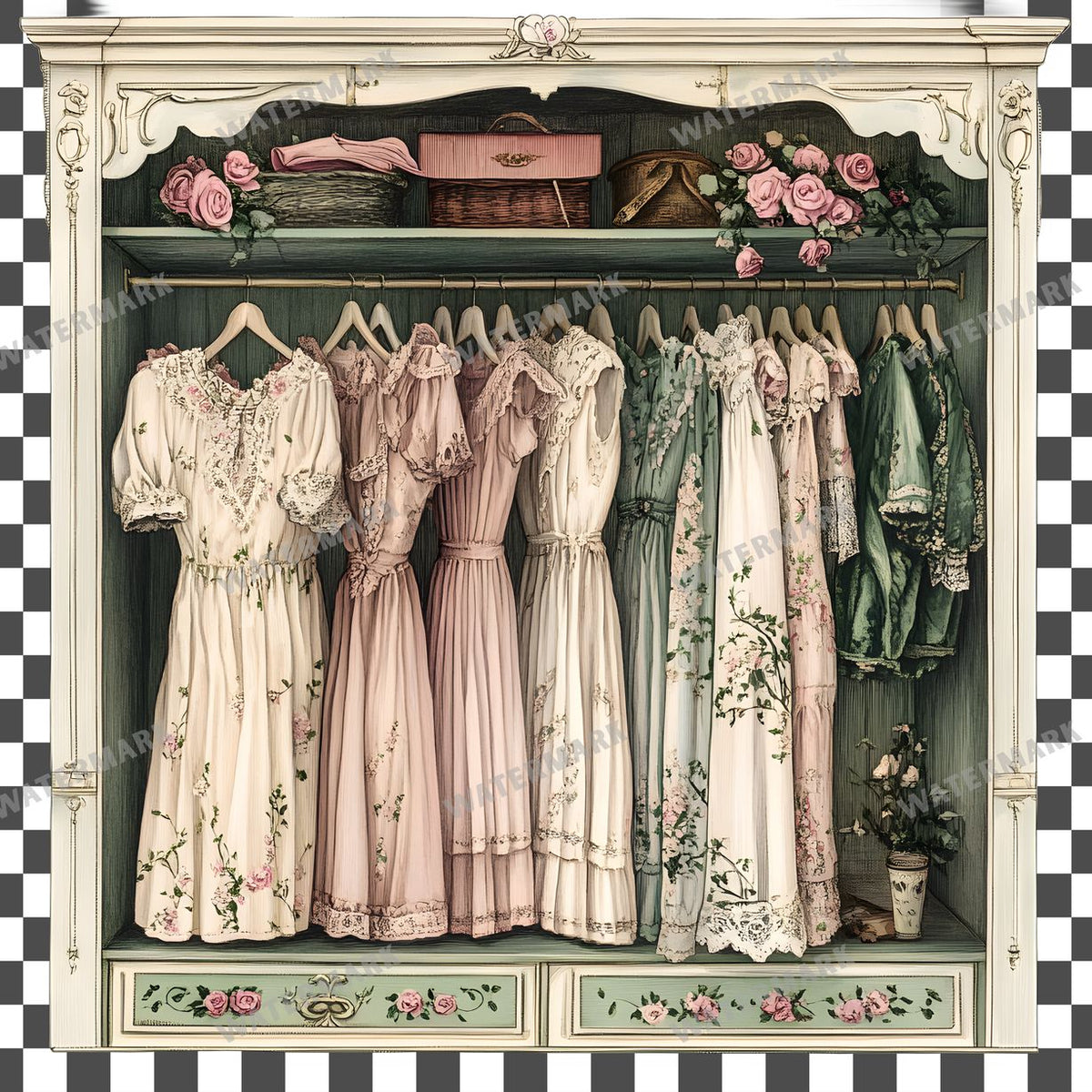 Closet Vintage Style Clipart Pngs