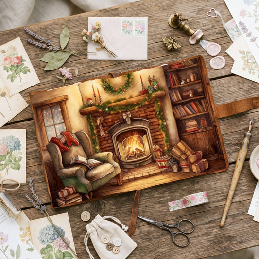 Cosy Christmas Fireplace Digital Papers