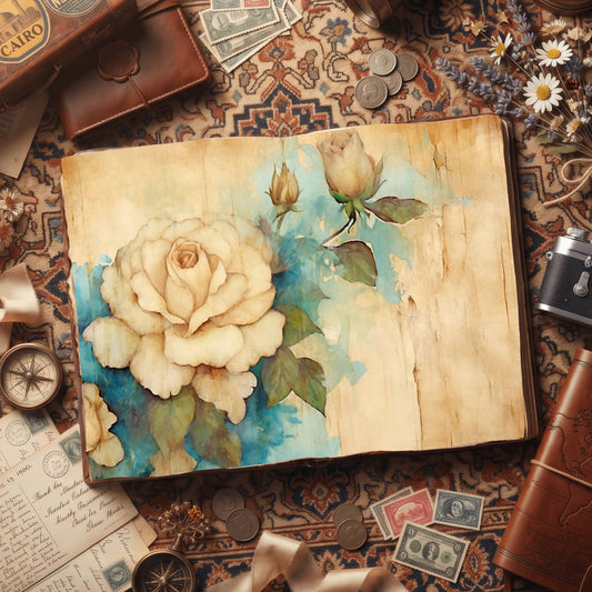 Cream Rose Digital Papers