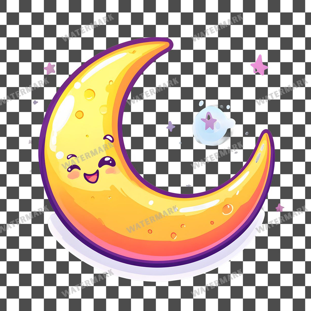 Crescent Moon Kawaii Style Clipart Pngs