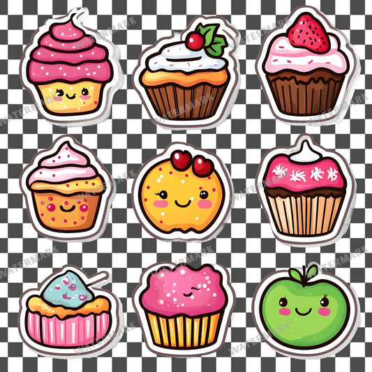 Cupcake Kawaii Style Clipart Pngs