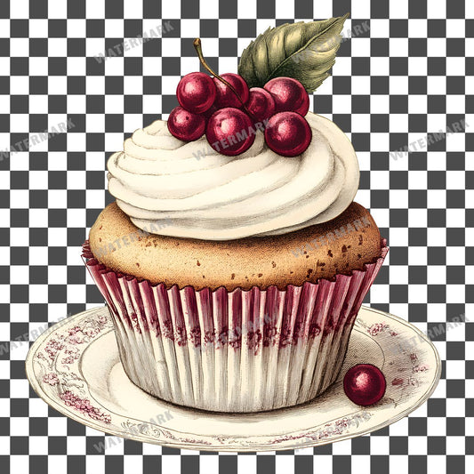 Cupcake Vintage Style Clipart Pngs