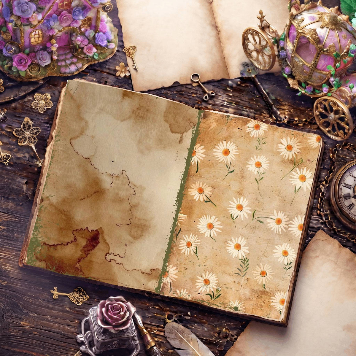 Daisy Flowers Digital Papers