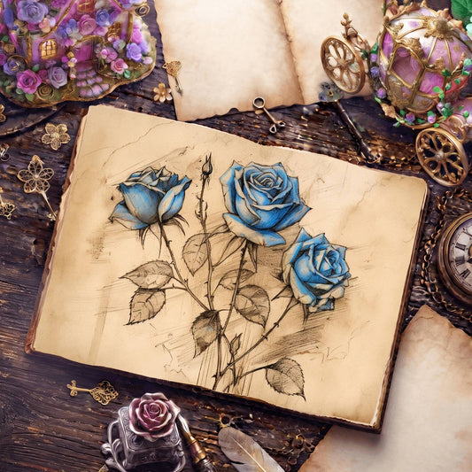 Decaying Blue Roses Digital Papers