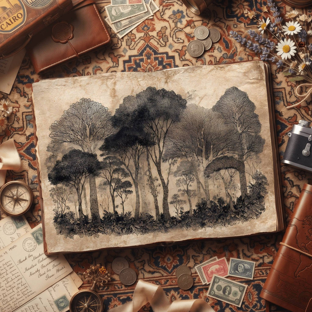 Dense Forest Intricate Trees Digital Papers