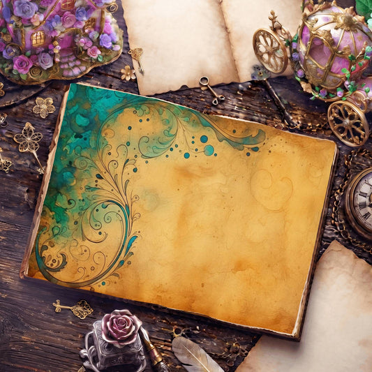 Emerald Paisly Digital Papers