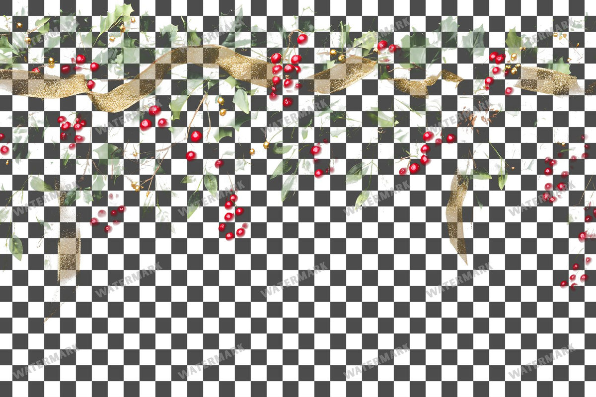 Festive Garland PNG overlay on a transparent checkered background, preview 1