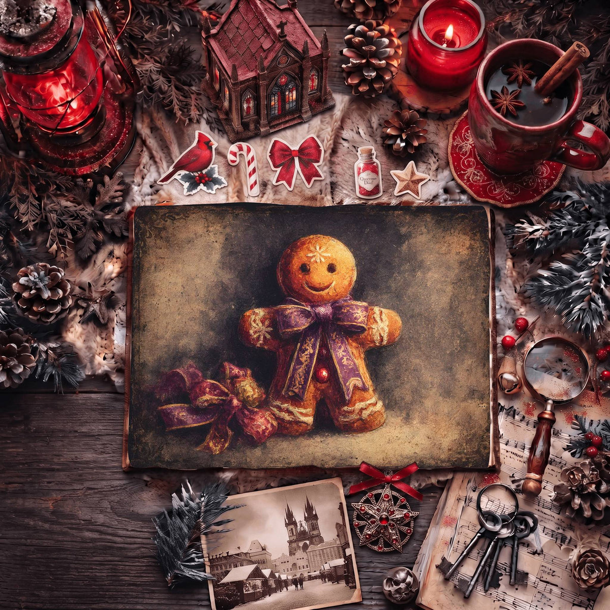 Festive Holiday Gingerbread Man Digital Papers
