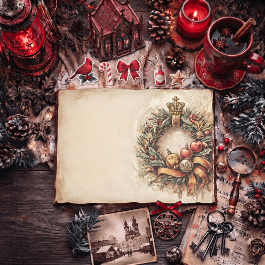 Festive Holiday Wreath Digital Papers