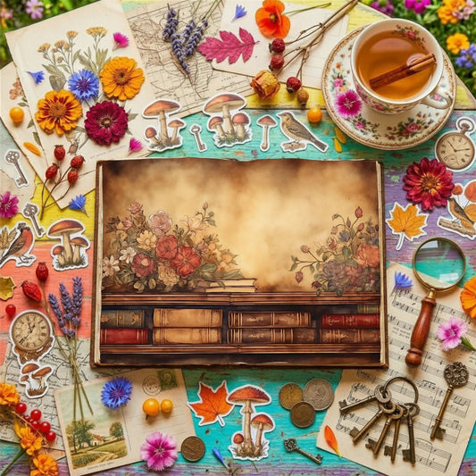 Floral Books Digital Papers