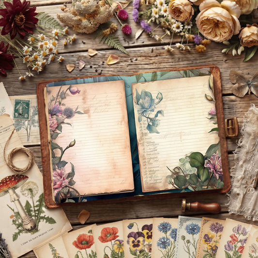Floral Lined Digital Papers